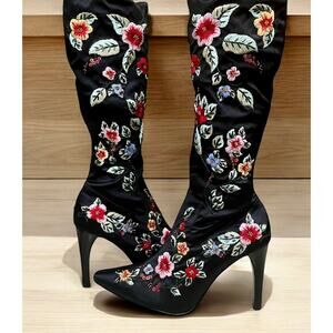 Details Beaded Embroidered Boots - Size 7.5B